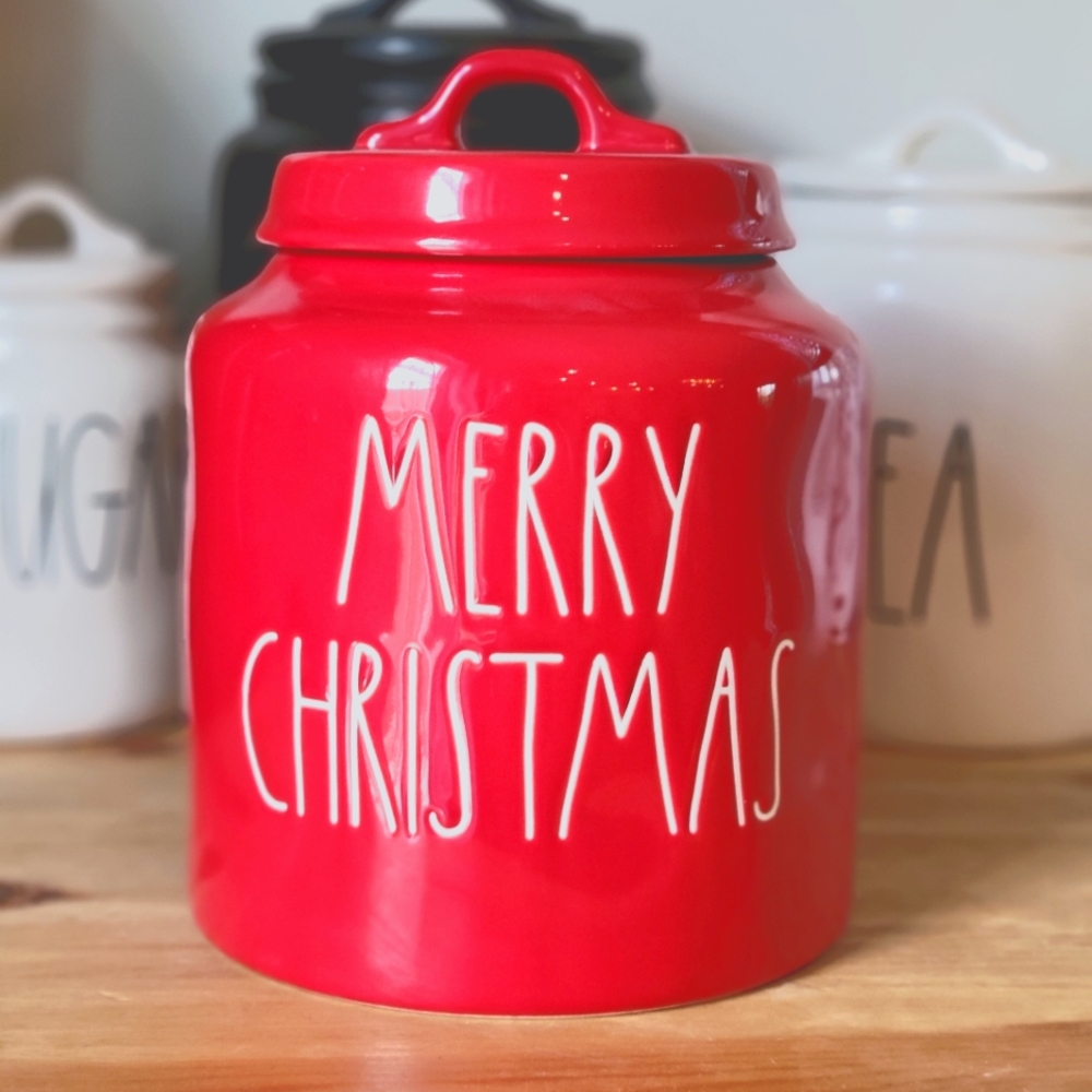 Rae Dunn Red Merry Christmas Canister